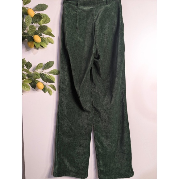 Womens Pretty Garbage Green Velvet Texture Trousers Sz S - Picture 3 of 3